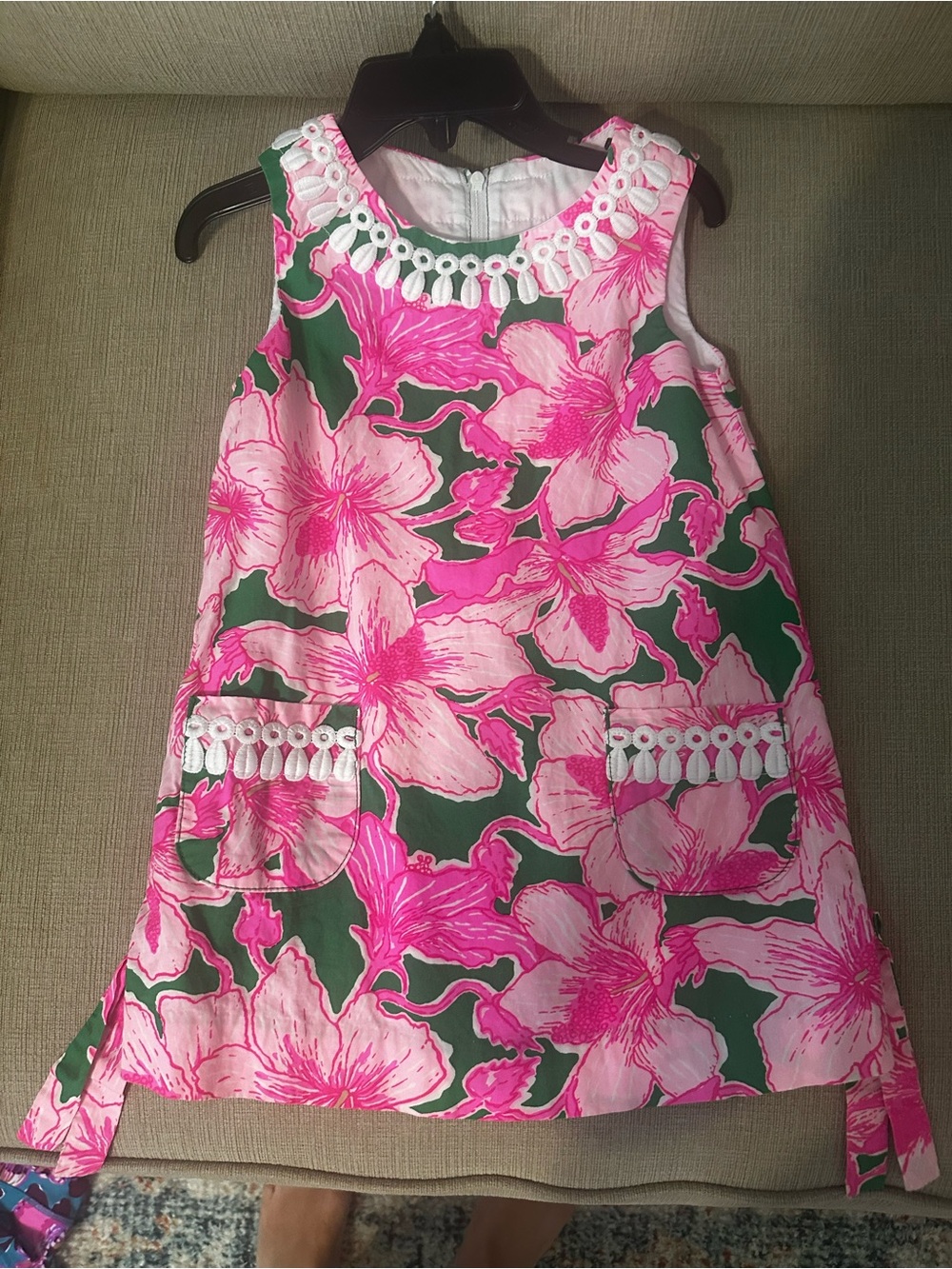 Lilly Pulitzer Pink & Green Floral Sleeveless A-Line Dress